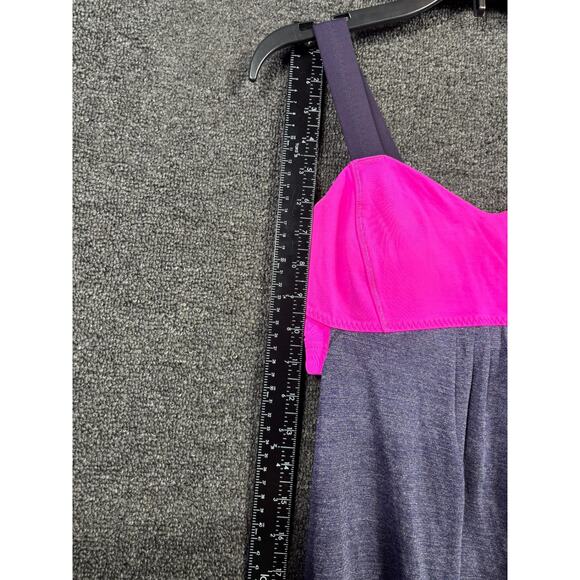 Lululemon Tank Top Built In Bra Womens Size 4 Gray Magenta Purple Print - Picture 5 of 7